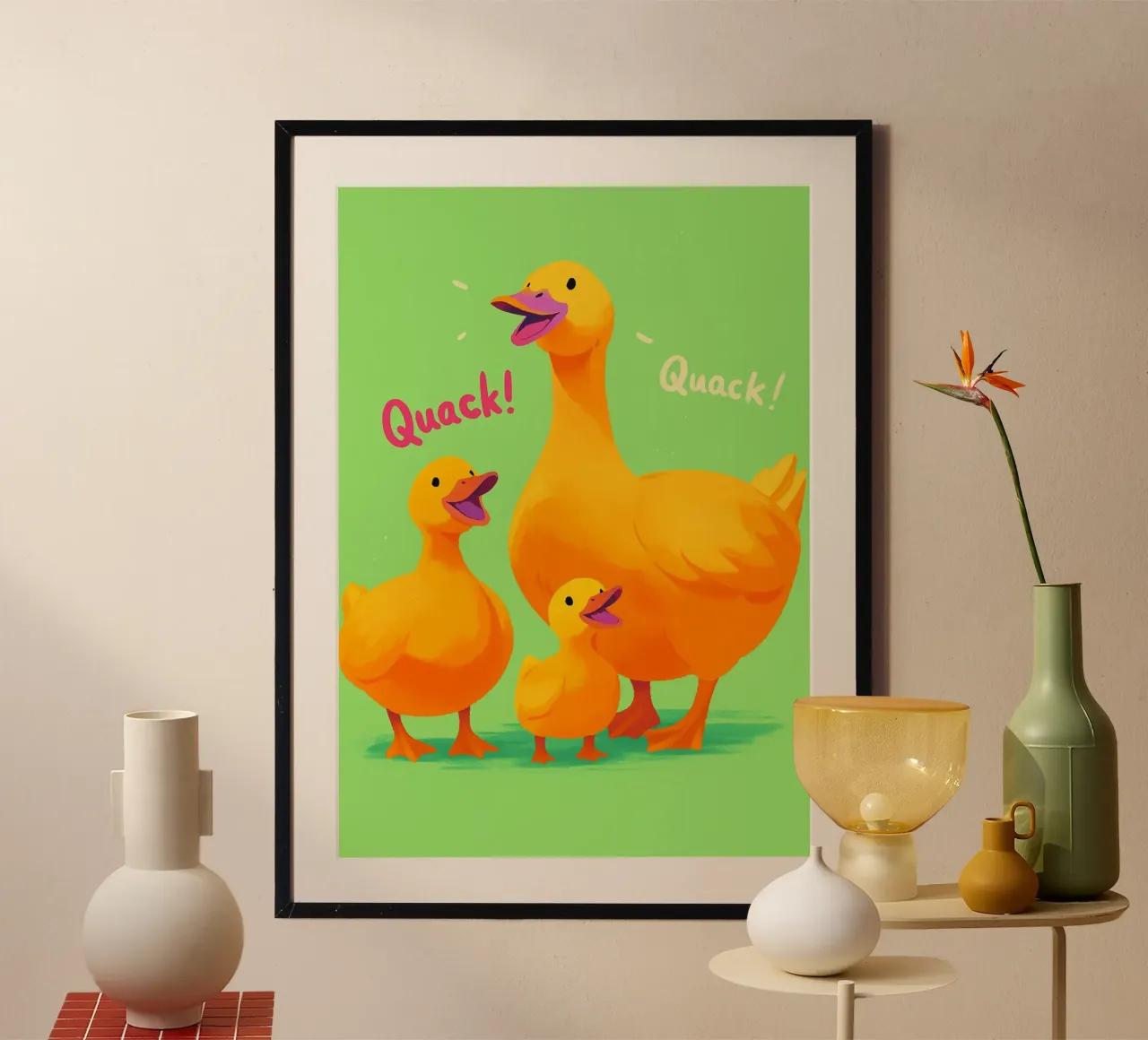 Lustige Entenfamilie Quaken Poster von oneroad