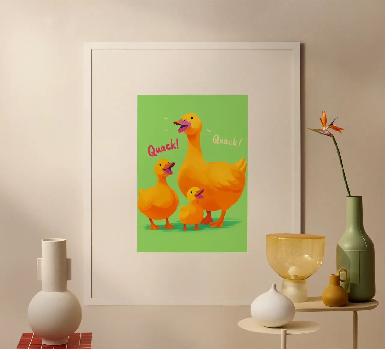 Lustige Entenfamilie Quaken Poster von oneroad