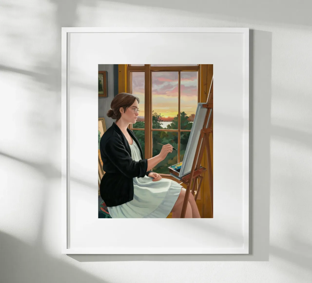 L'artiste au chevalet poster avec cadre en aluminium de Sentinel Glow