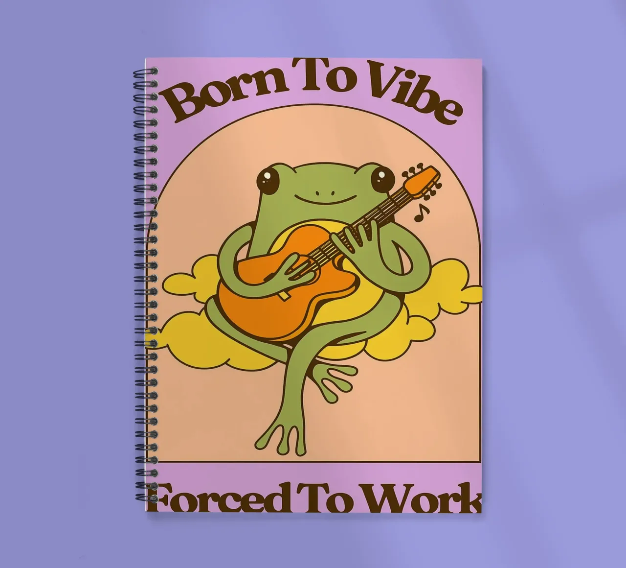 Funny Frog Born To Vibe, Forced To Work spiral notebook by oneroad