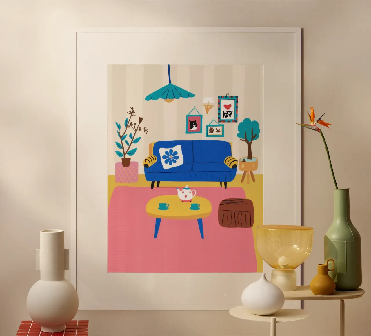Divano blu Santuario poster con telaio in alluminio da Marigold Tiga
