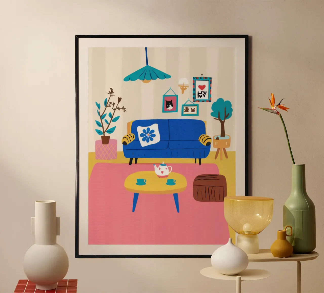 Divano blu Santuario poster con telaio in alluminio da Marigold Tiga