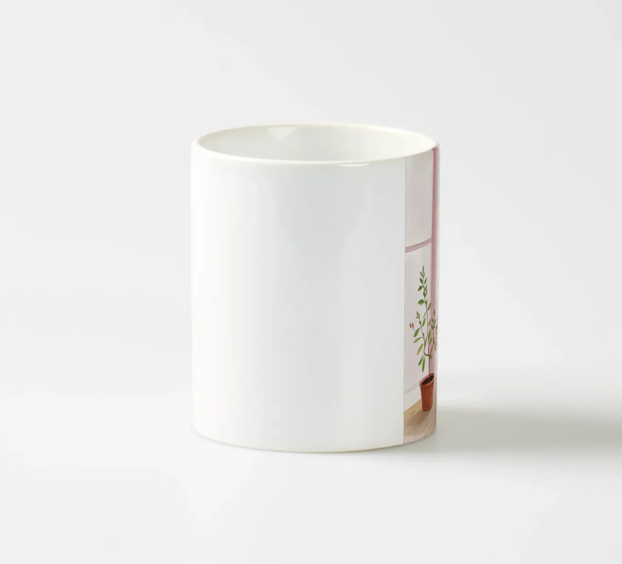 Pink Chair Window Bird ceramic mug by Pale Aura