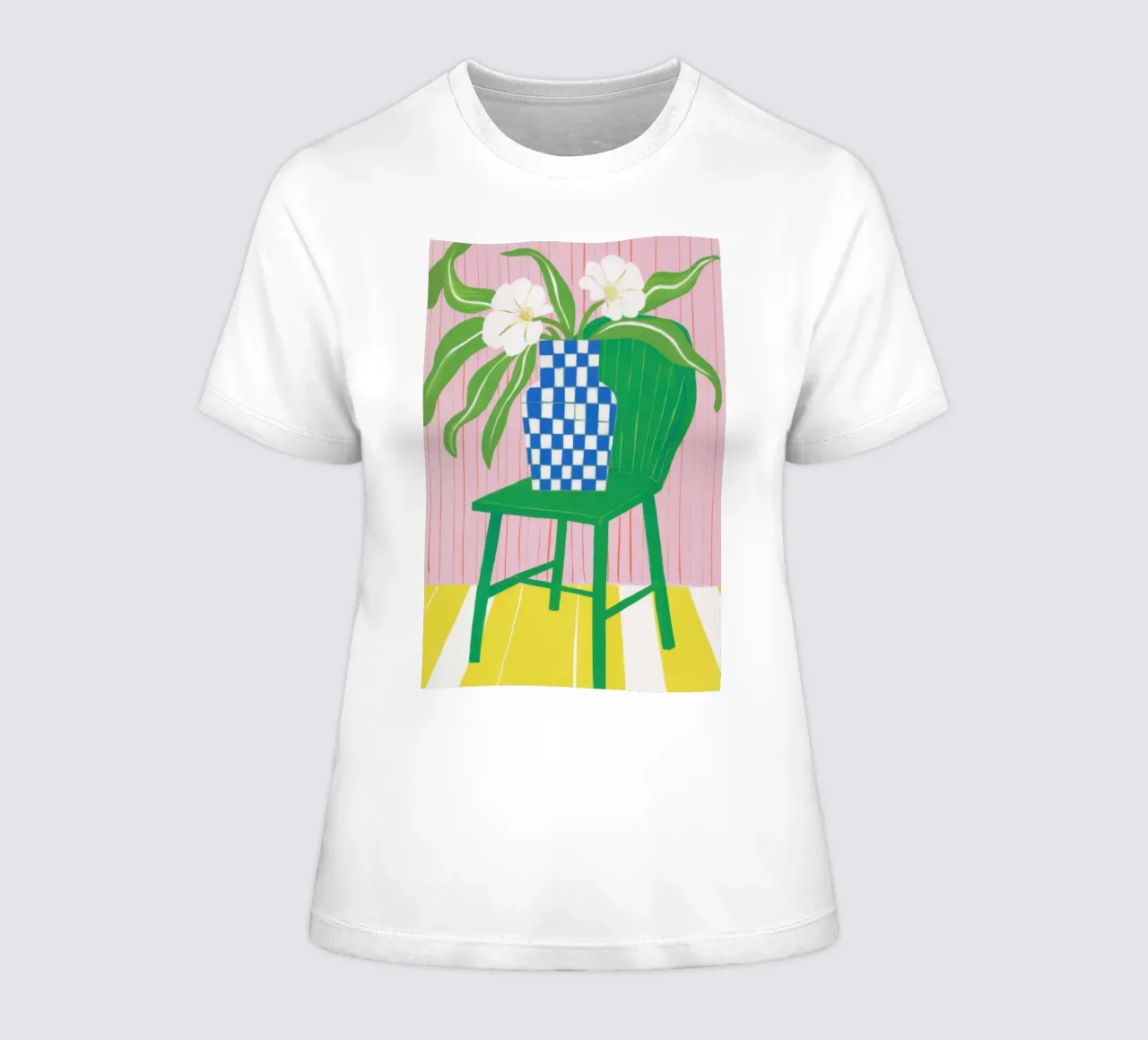 Grüner Stuhl Weiße Lilien Frauen T-Shirt von Sentinel Glow