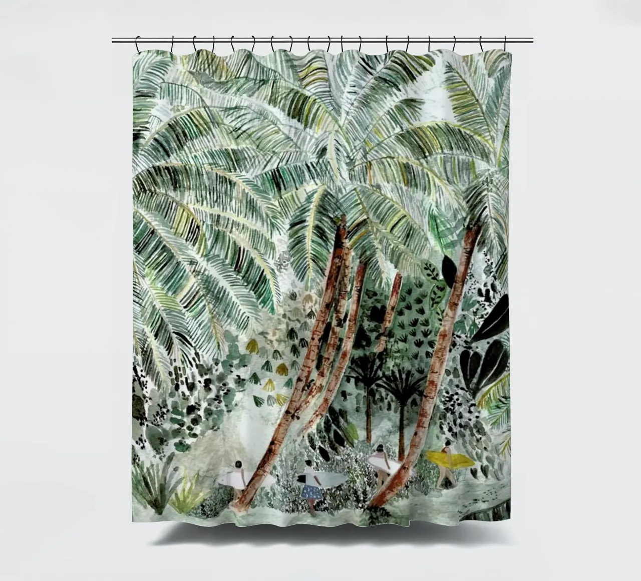Jungle Surf shower curtain by Isabelle Vandeplassche