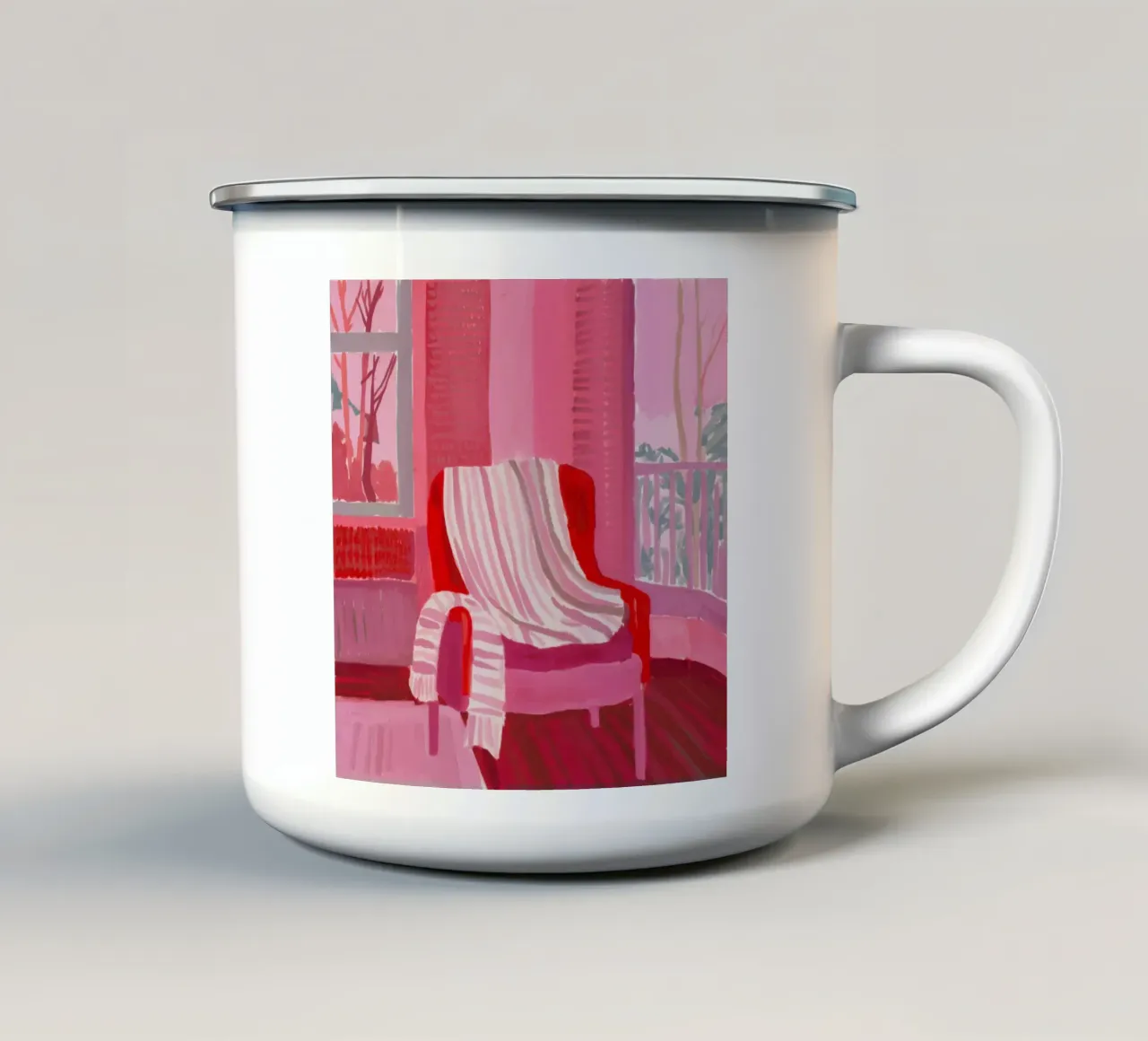 Poltrona rossa riposa tazza in smalto da Marigold Tiga