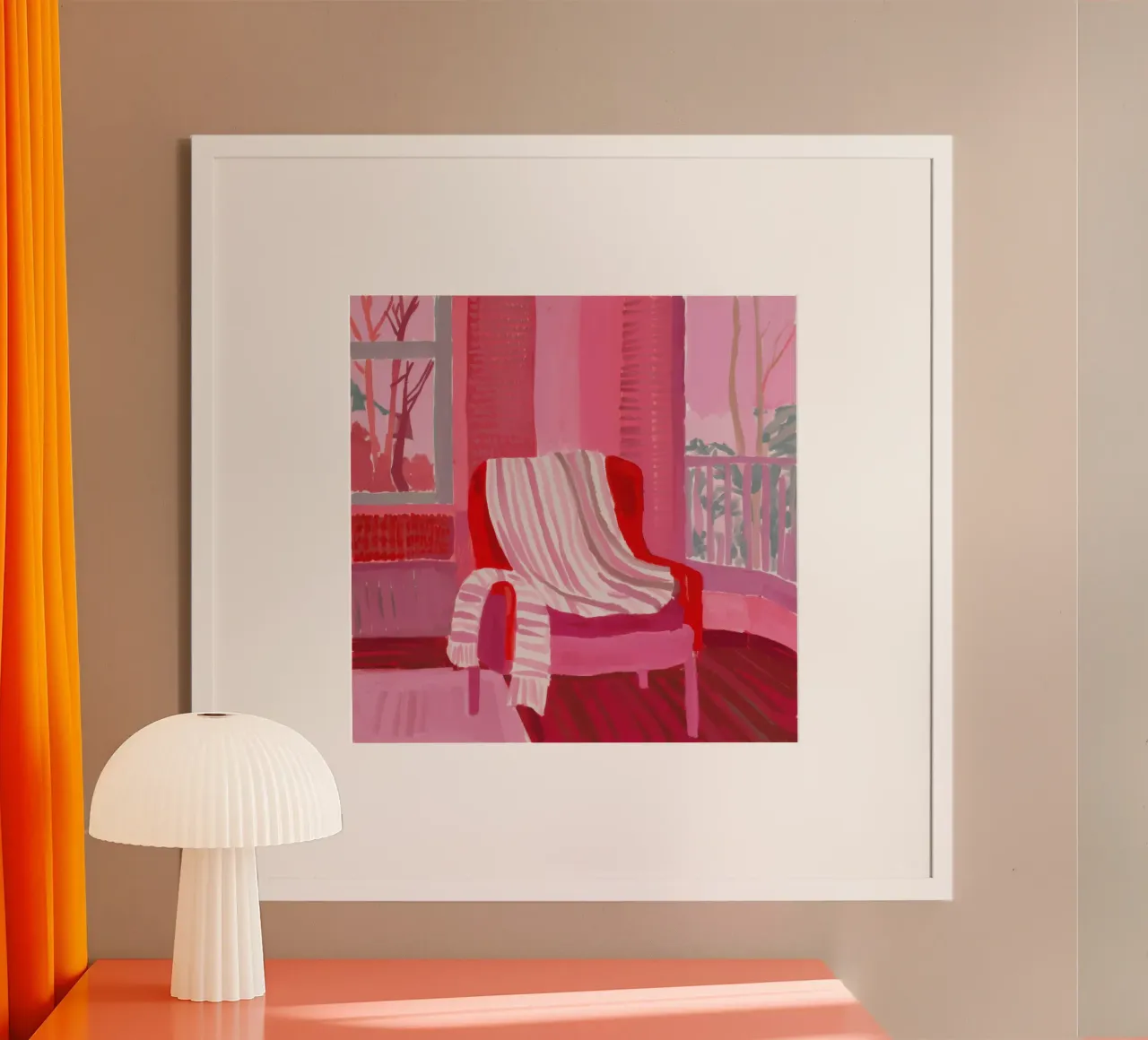 Roter Sessel Repose Poster von Marigold Tiga