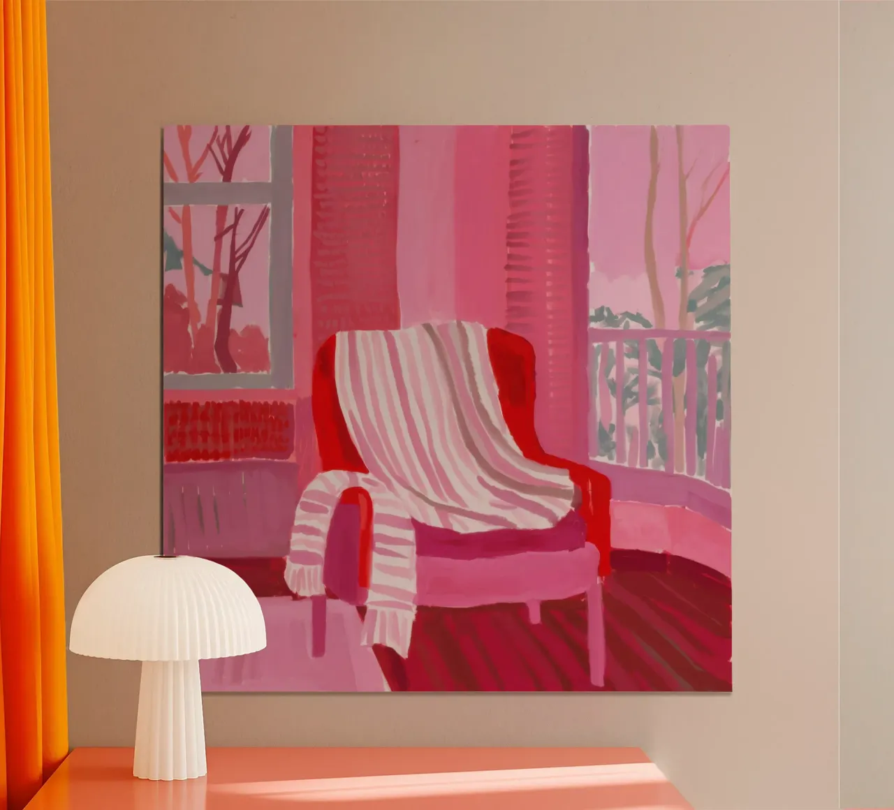 Roter Sessel Repose Poster von Marigold Tiga