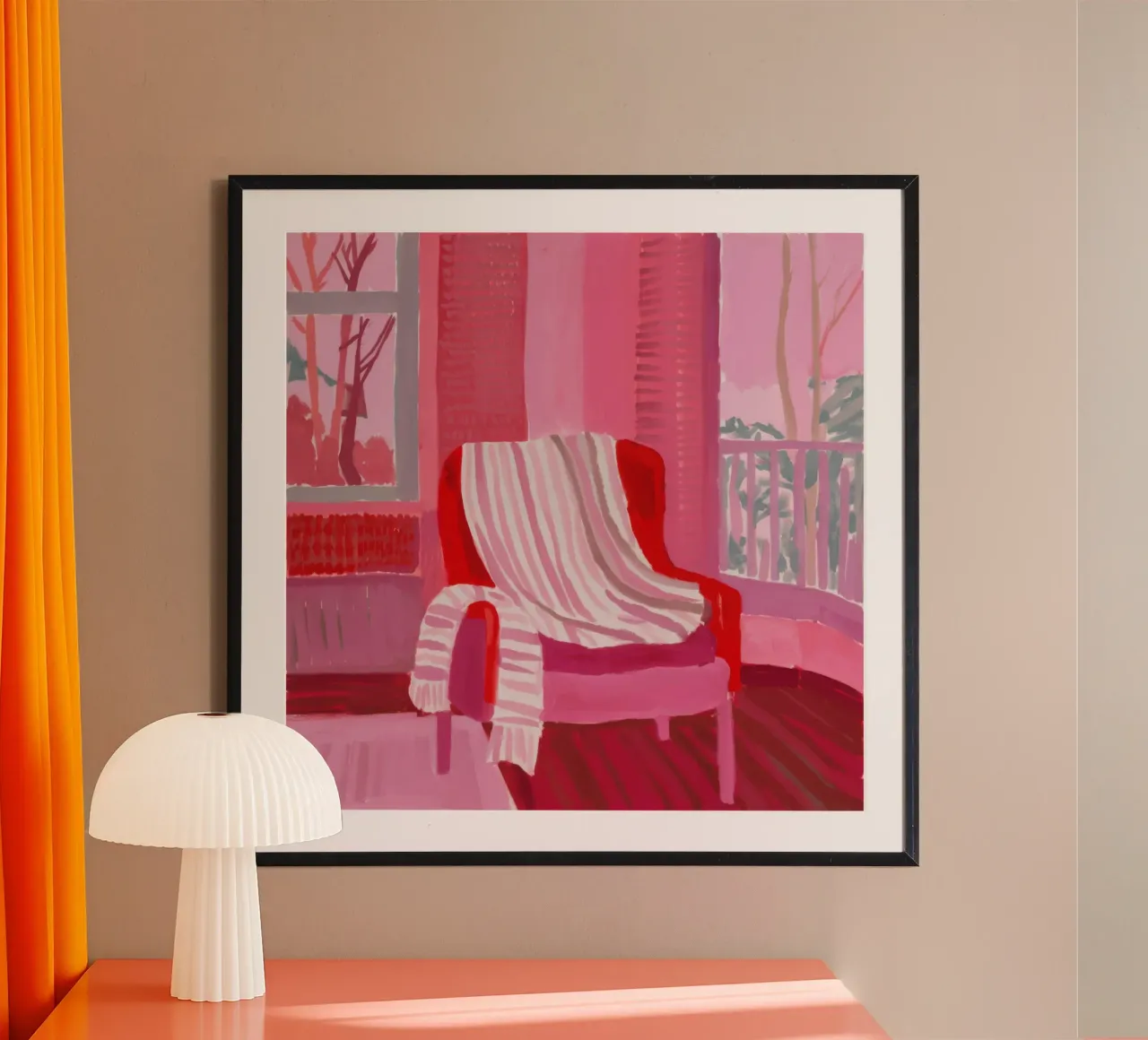 Roter Sessel Repose Poster von Marigold Tiga