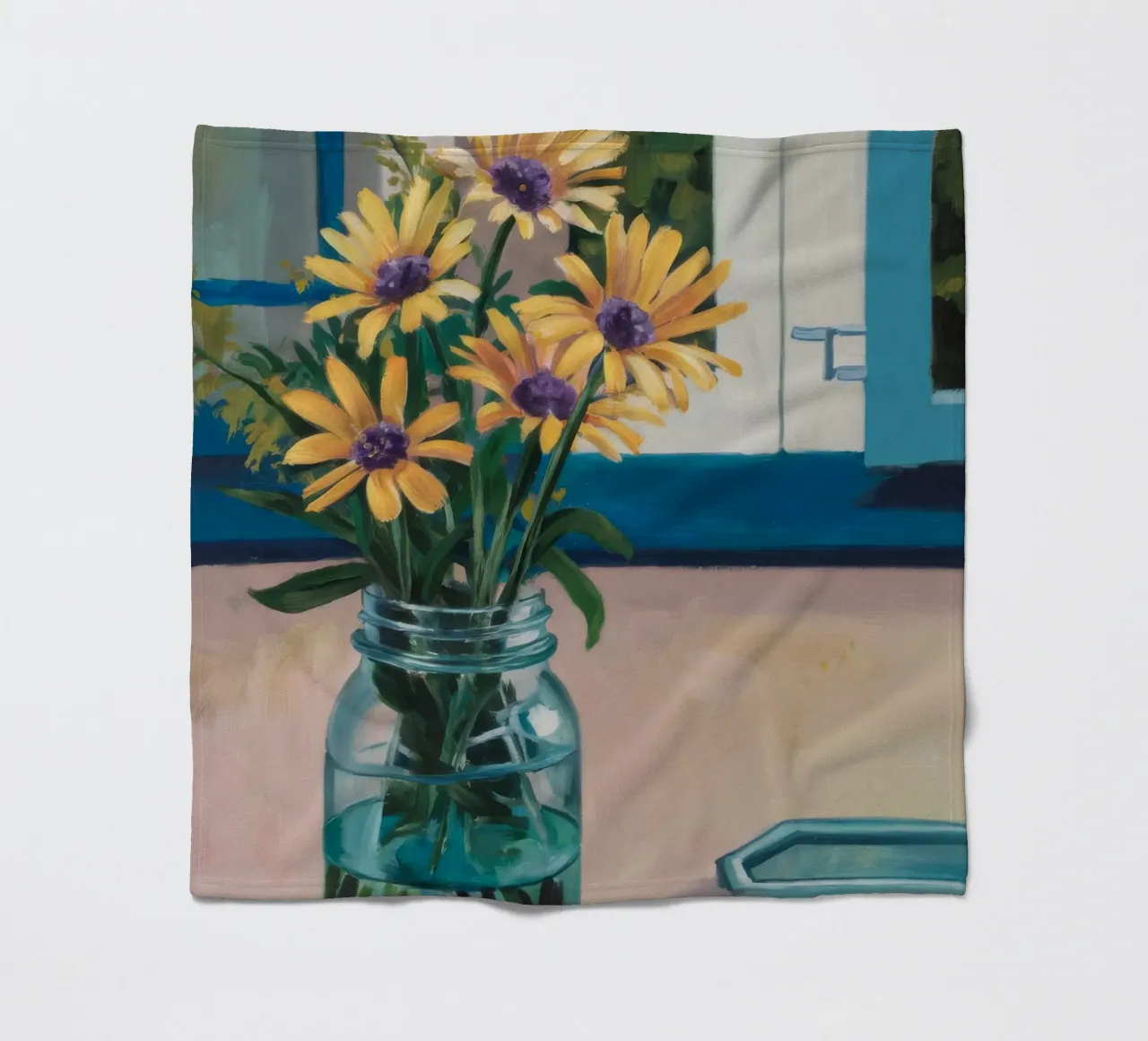 Sunflowers in a Jar fleece blanket by Stone Decade