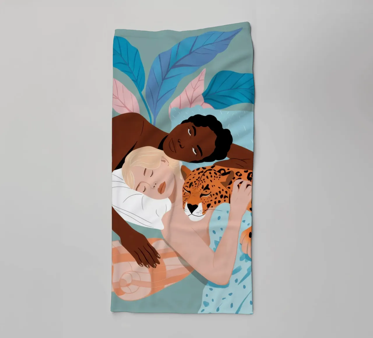 Leopard and Lover Embrace towel by Pale Aura