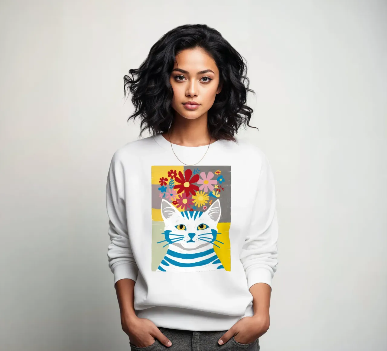 Gatto a righe Fiori gialli felpa da Sentinel Glow