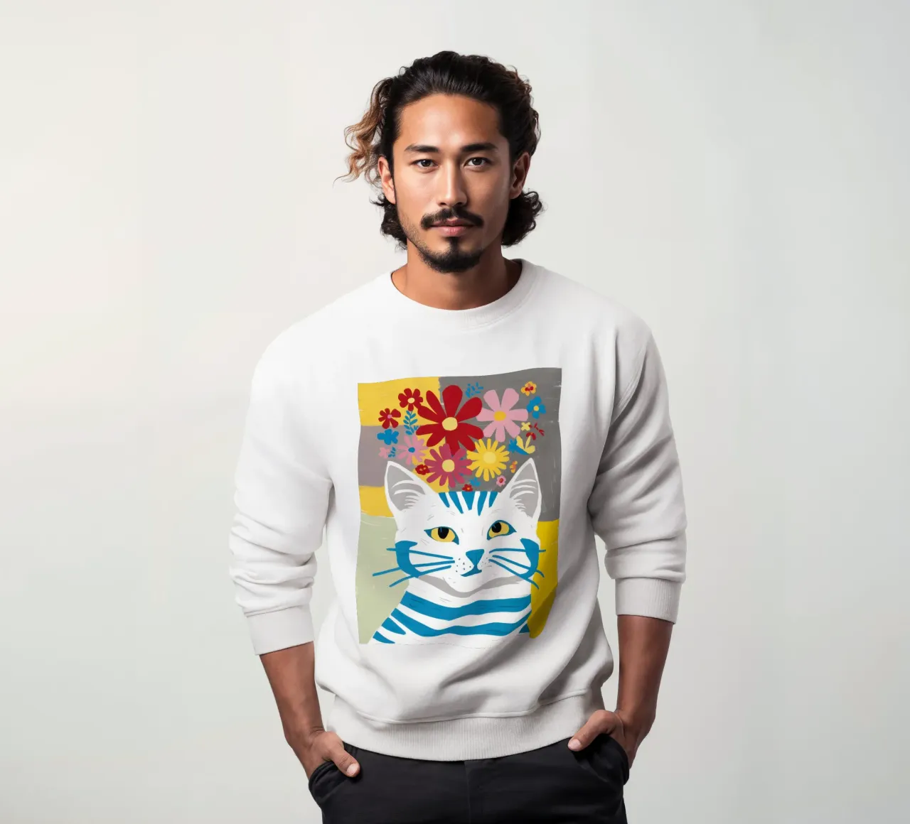 Gatto a righe Fiori gialli felpa da Sentinel Glow