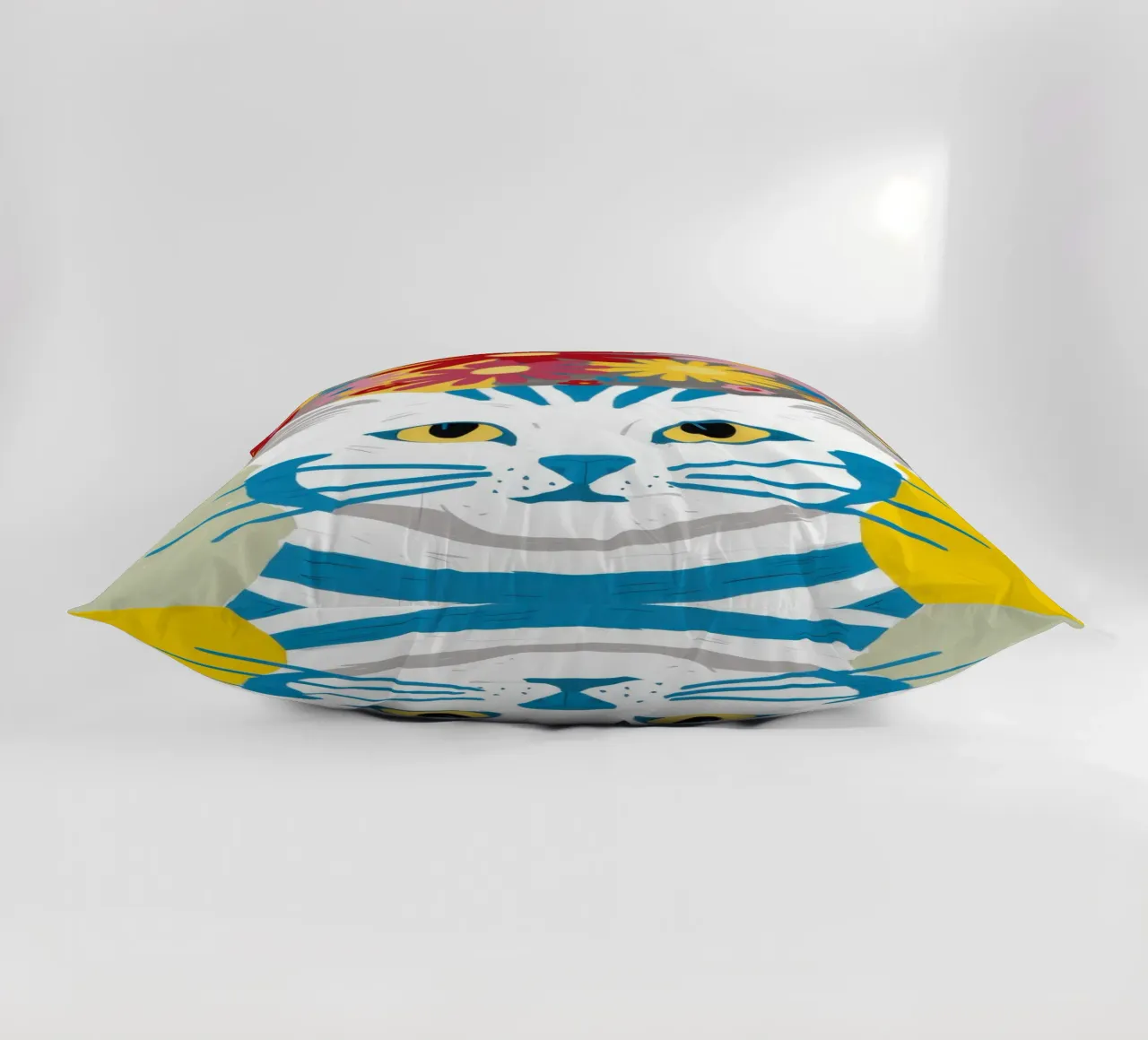 Gatto a righe Fiori gialli cuscino da Sentinel Glow