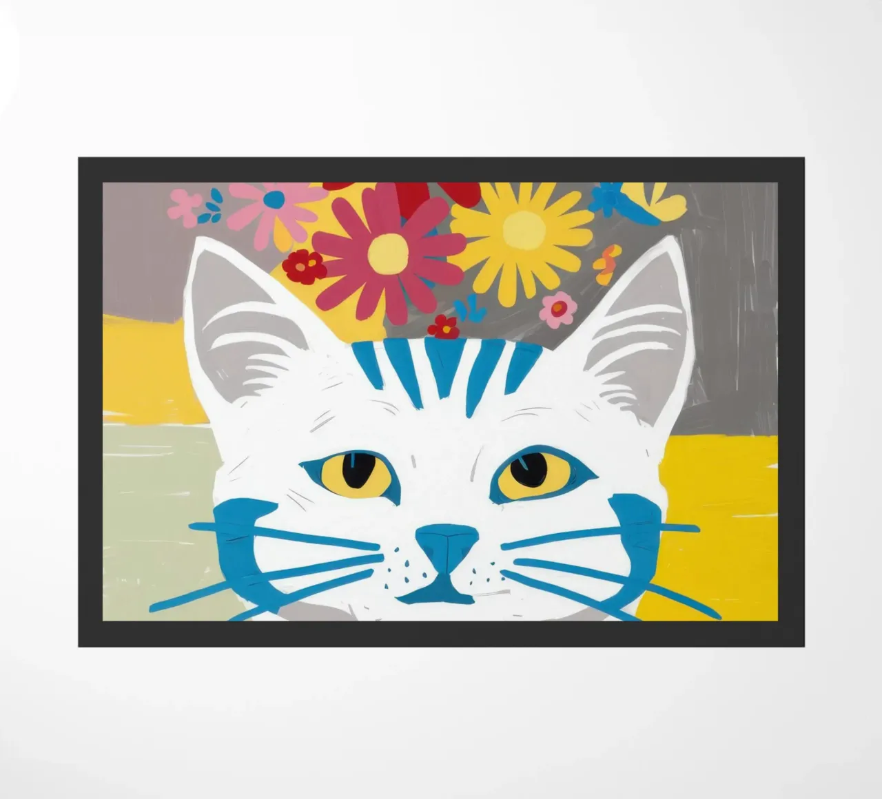 Gatto a righe Fiori gialli zerbino da Sentinel Glow