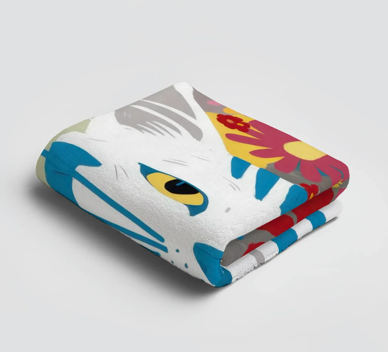 Gatto a righe Fiori gialli asciugamano da bagno da Sentinel Glow