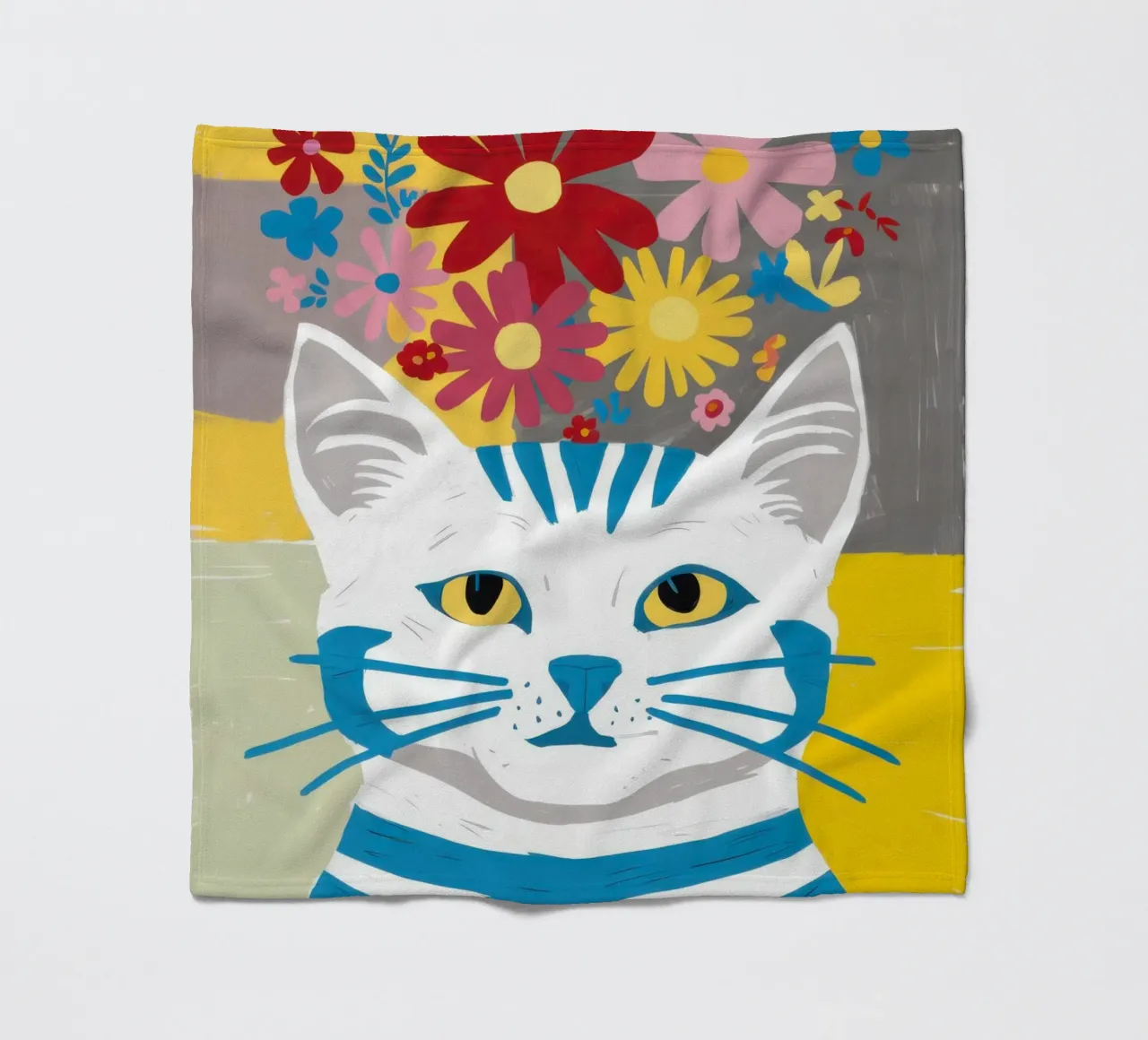 Gatto a righe Fiori gialli coperta in pile da Sentinel Glow