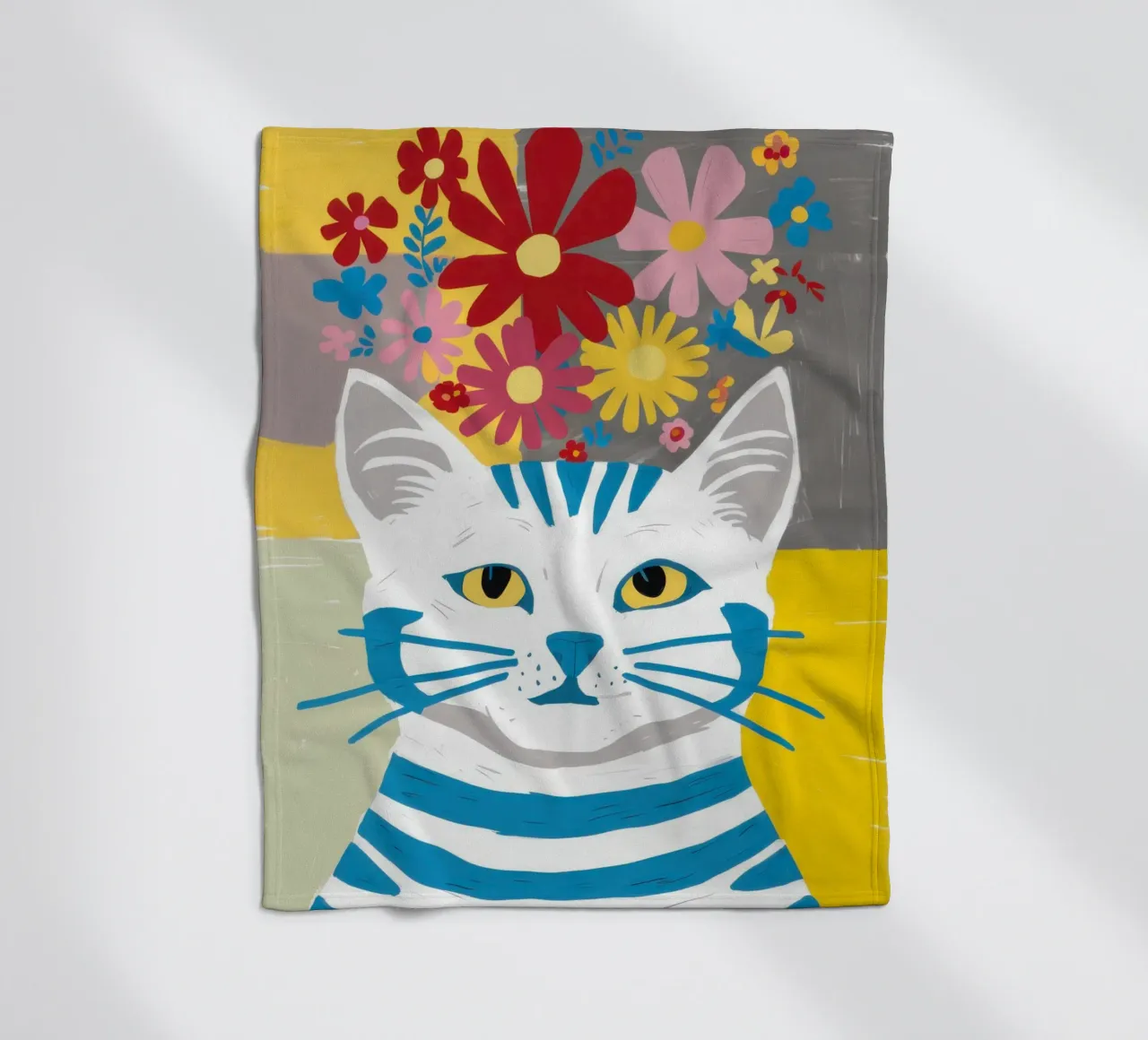 Gatto a righe Fiori gialli coperta in pile da Sentinel Glow