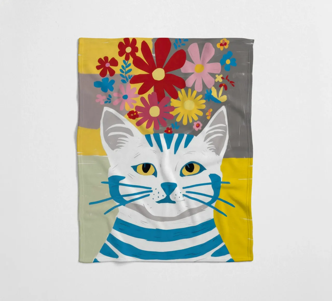 Gatto a righe Fiori gialli coperta in pile da Sentinel Glow
