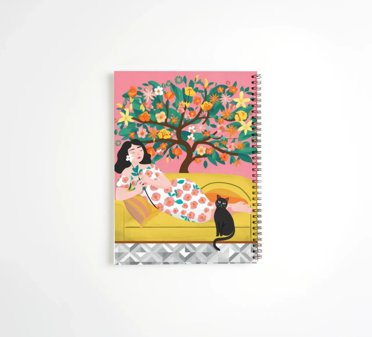 Orange Tree Cat Nap spiral notebook by Marigold Tiga