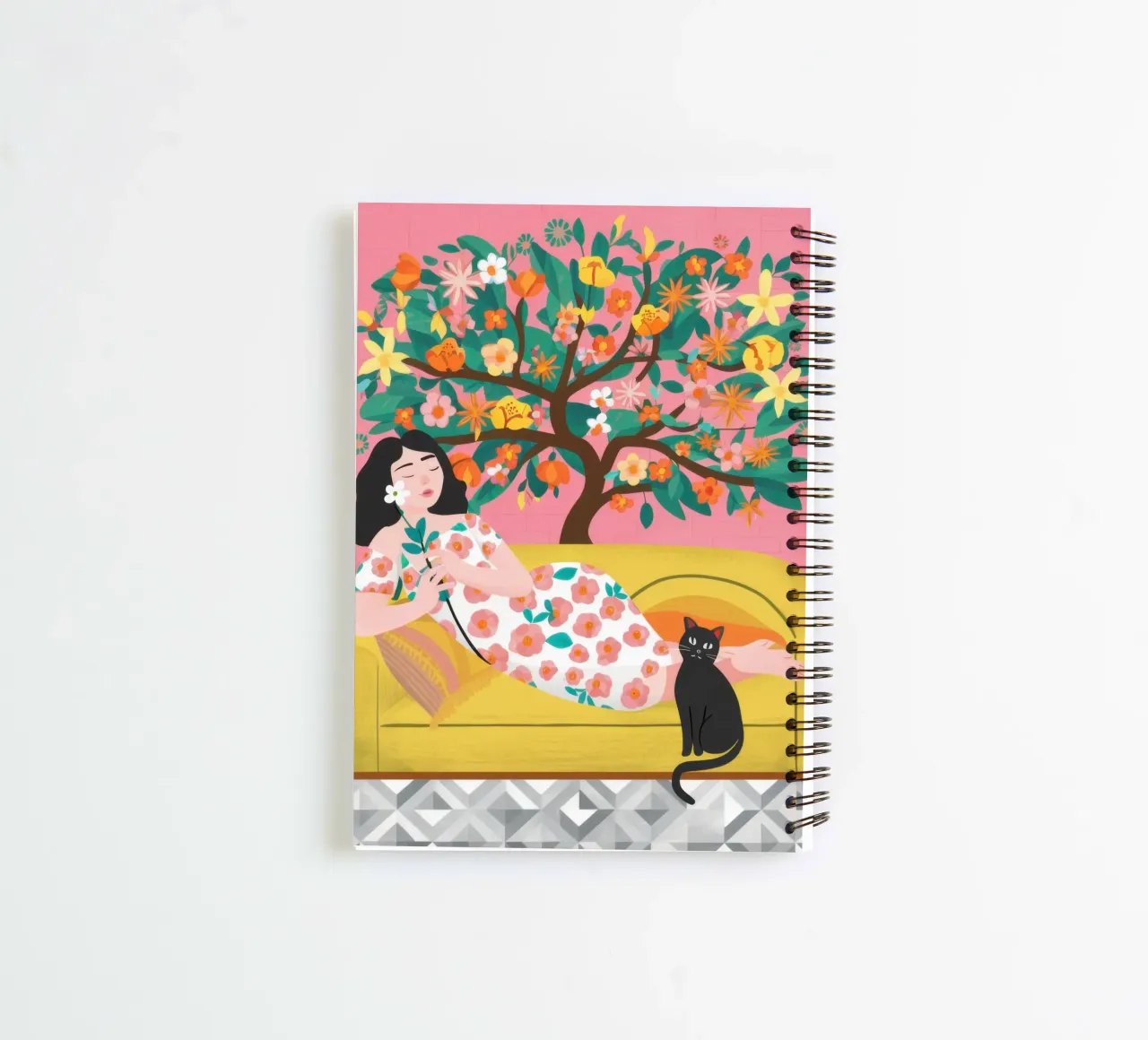 Orange Tree Cat Nap spiral notebook by Marigold Tiga