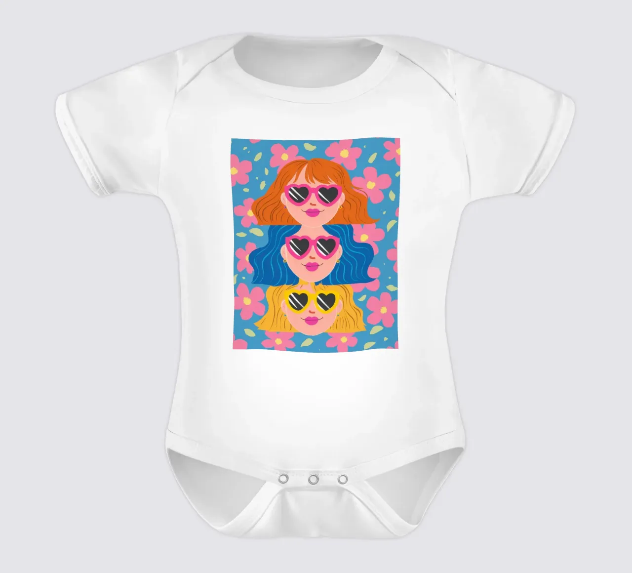 Occhiali da sole a cuore azzurro body neonato maniche corte da Sentinel Glow