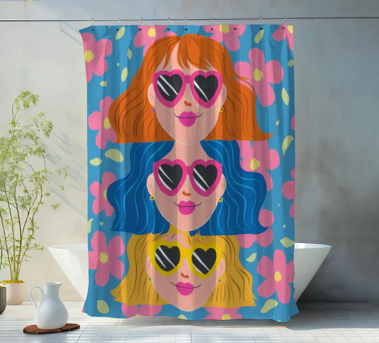 Occhiali da sole a cuore azzurro tenda da doccia da Sentinel Glow