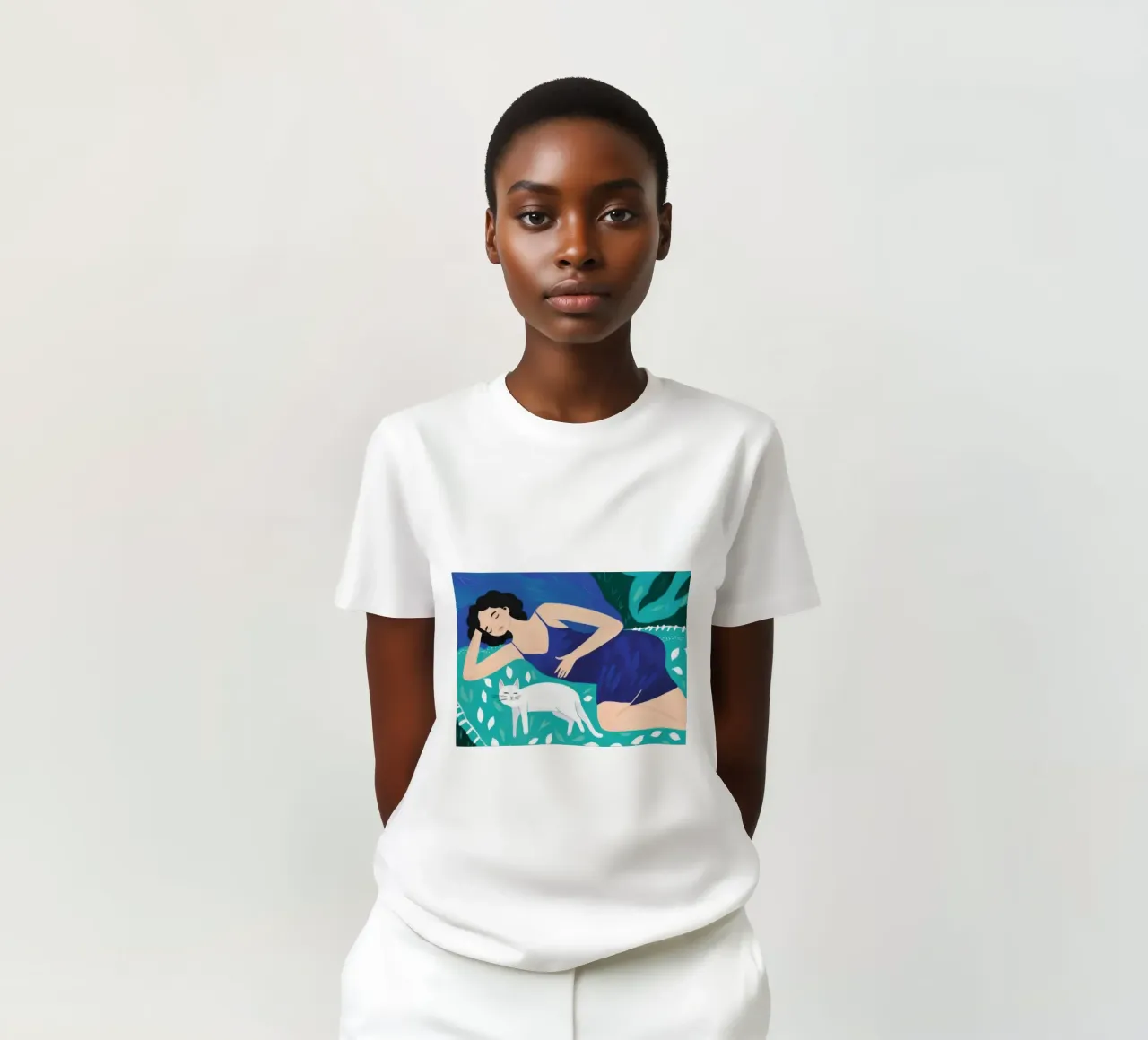 Feline Bed Repose t-shirt by Marigold Tiga