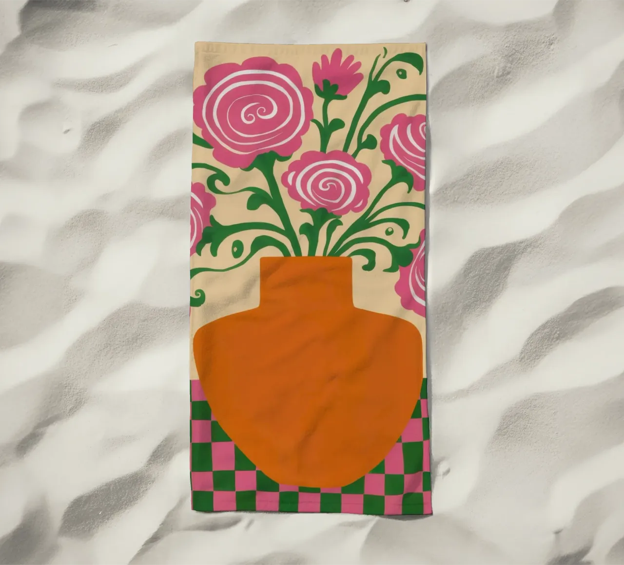 Vaso a scacchi rosa telo mare da Sentinel Glow