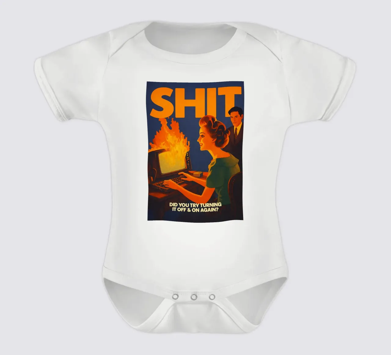 Grappige Retro Computer IT Tech Support babyrompertje korte mouwen van oneroad