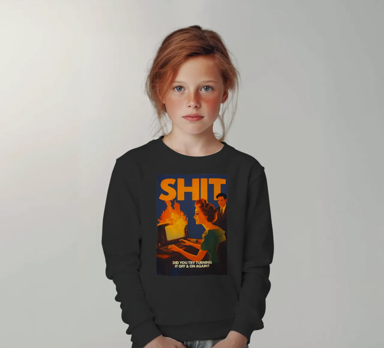 Divertente Retro Computer IT Tech Support felpa bambino da oneroad