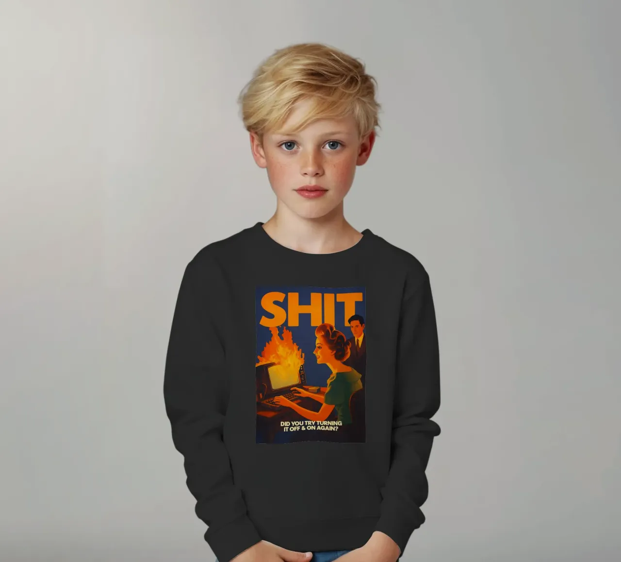 Divertente Retro Computer IT Tech Support felpa bambino da oneroad