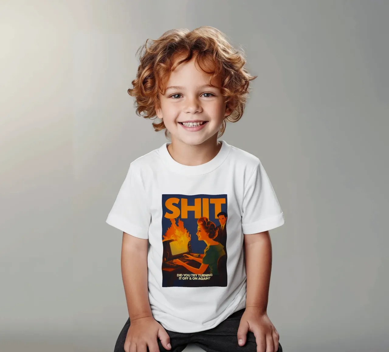 Divertente Retro Computer IT Tech Support t-shirt bambini da oneroad