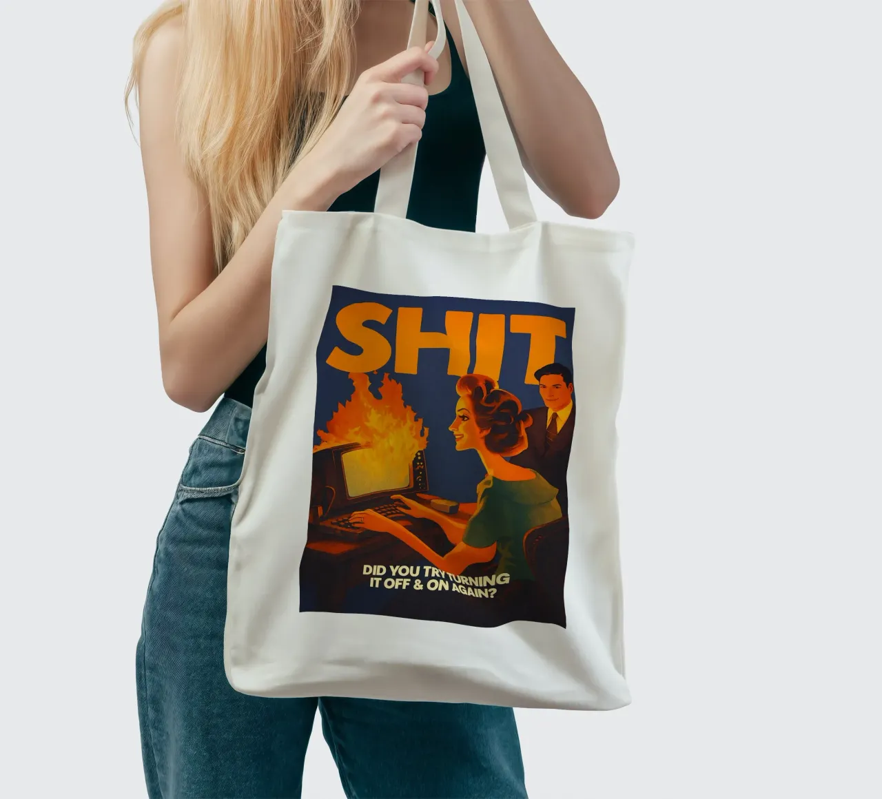 Divertente Retro Computer IT Tech Support borsa in juta da oneroad