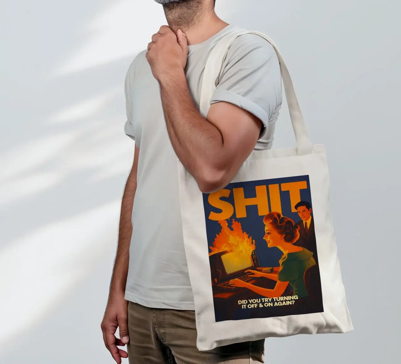 Divertente Retro Computer IT Tech Support borsa in juta da oneroad