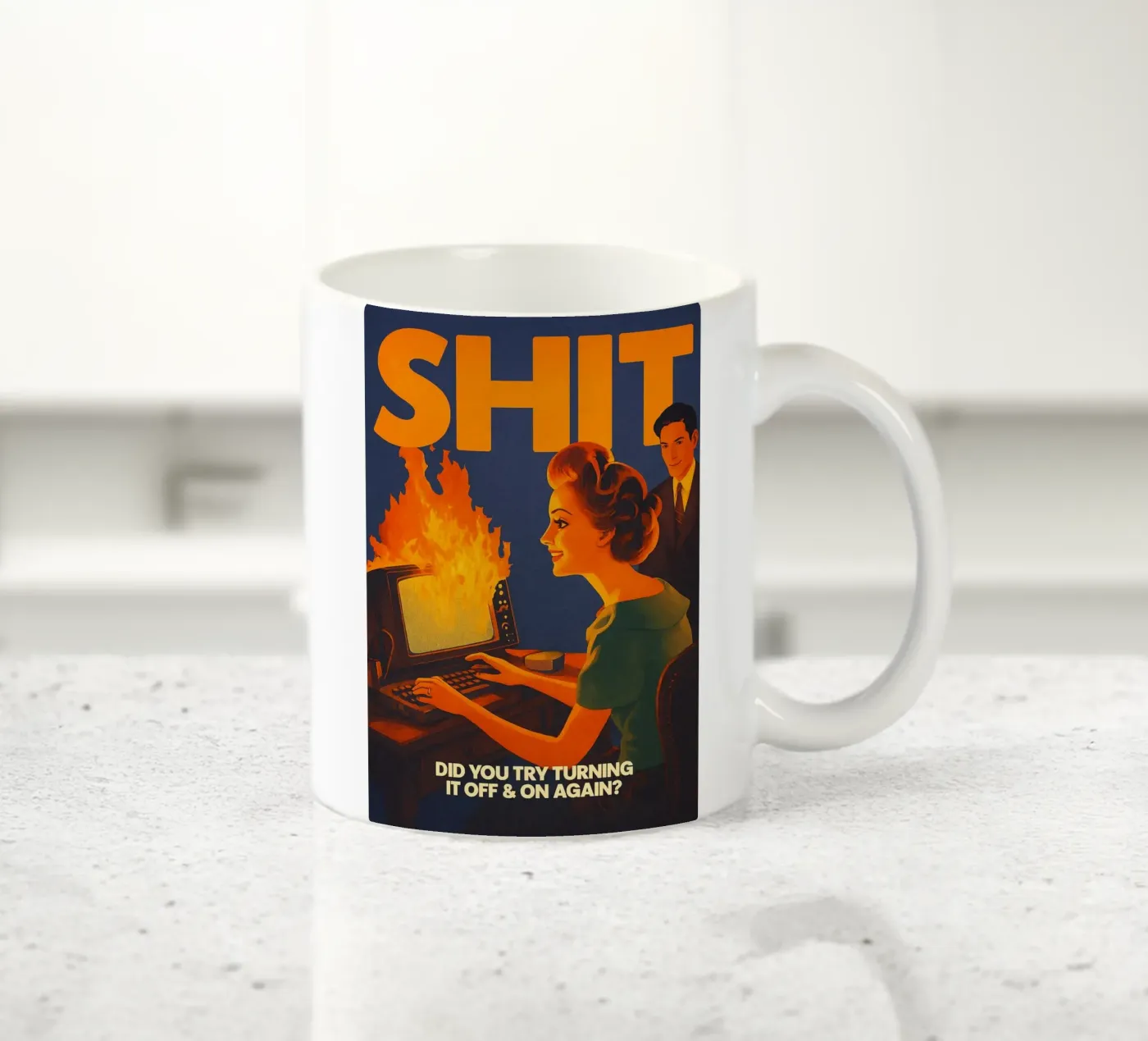 Funny Retro Computer IT Tech Support ceramic mug by oneroad