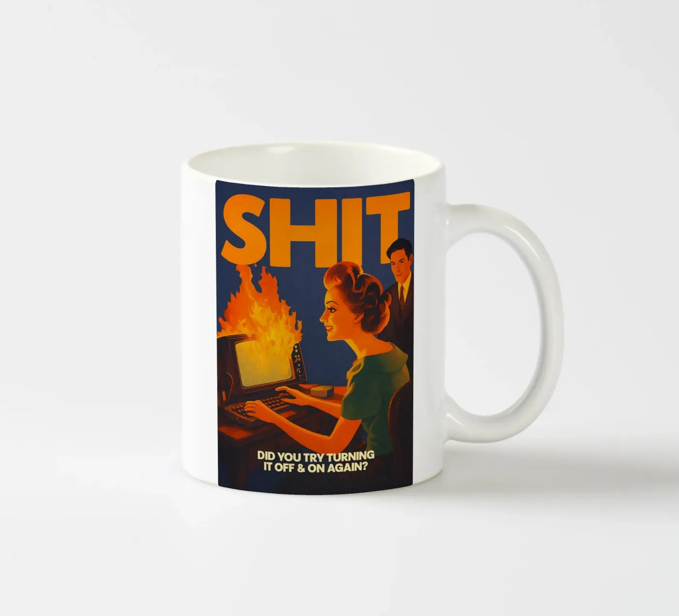 Funny Retro Computer IT Tech Support ceramic mug by oneroad