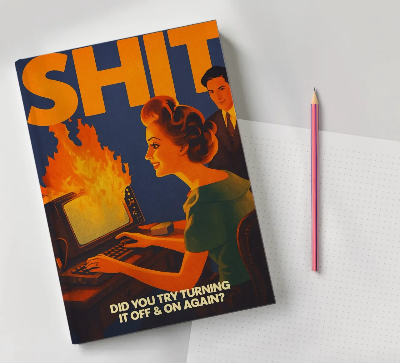 Funny Retro Computer IT Tech Support notebook by oneroad