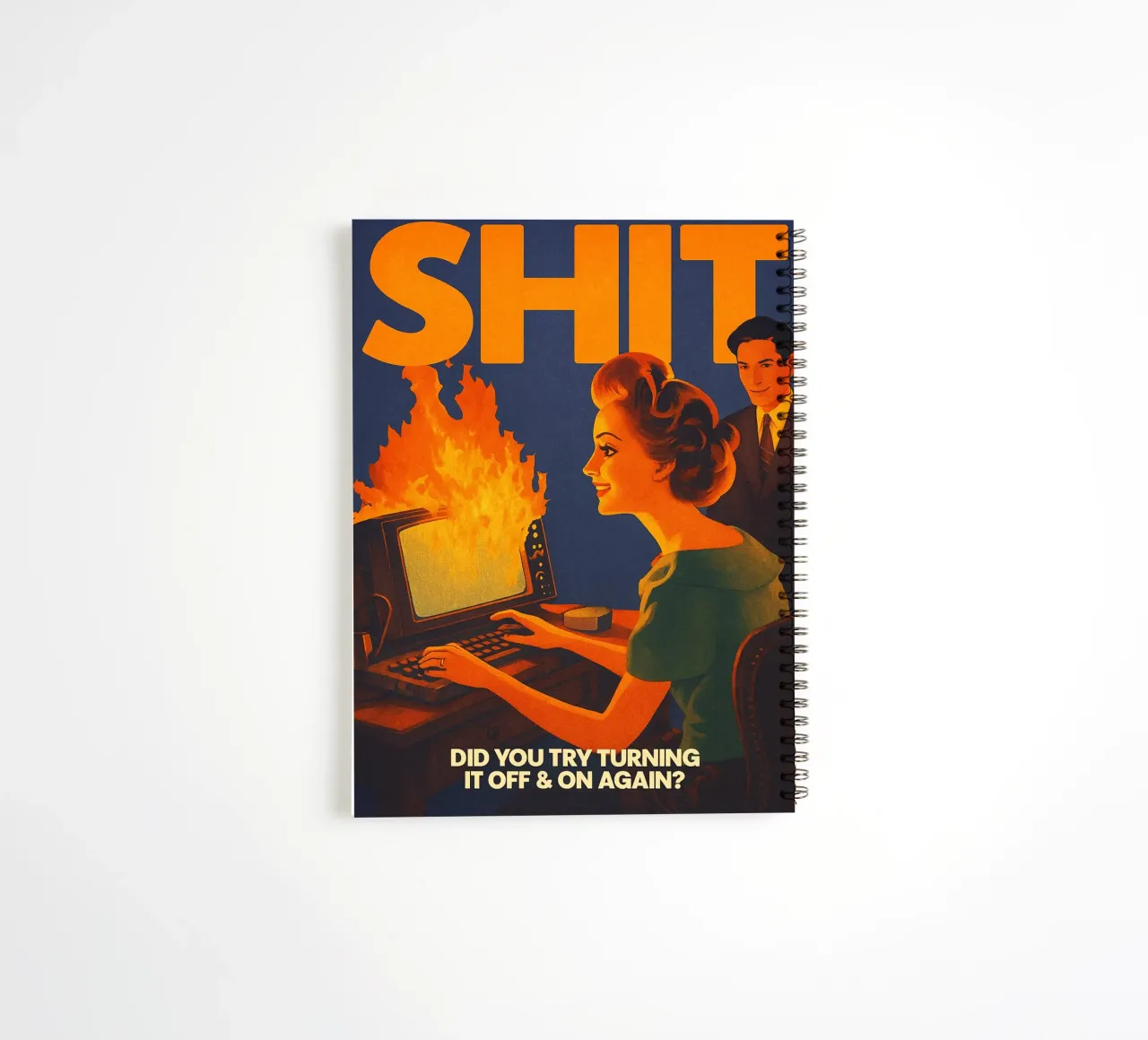 Funny Retro Computer IT Tech Support spiral notebook by oneroad