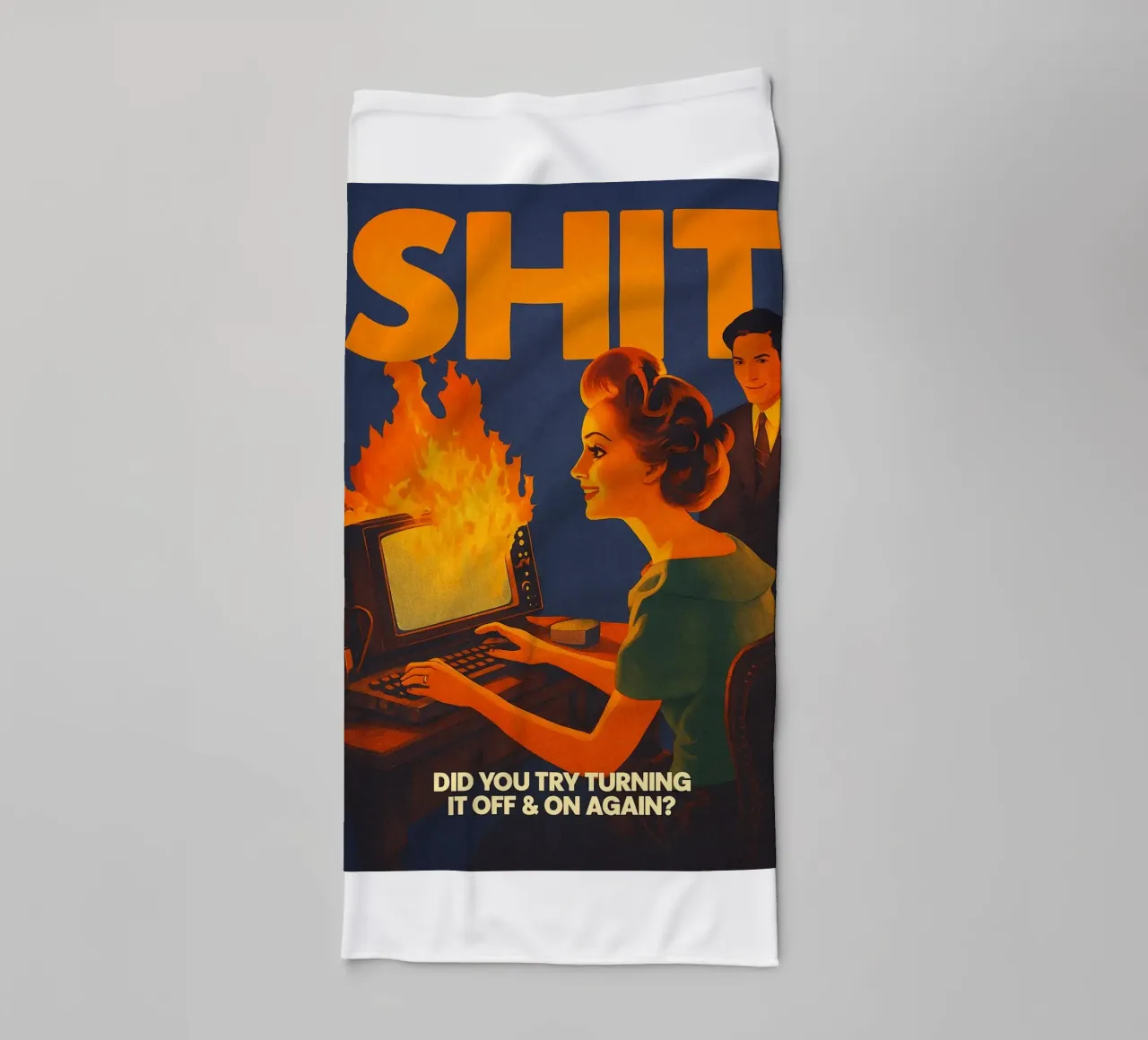 Funny Retro Computer IT Tech Support towel by oneroad