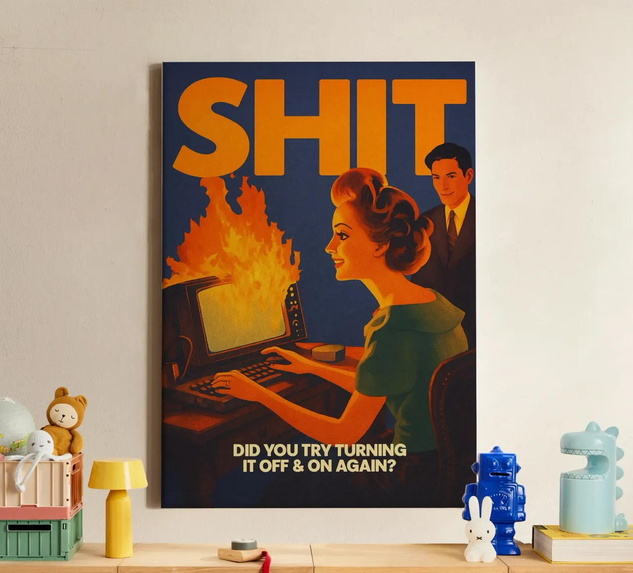 Funny Retro Computer IT Tech Support canvas by oneroad