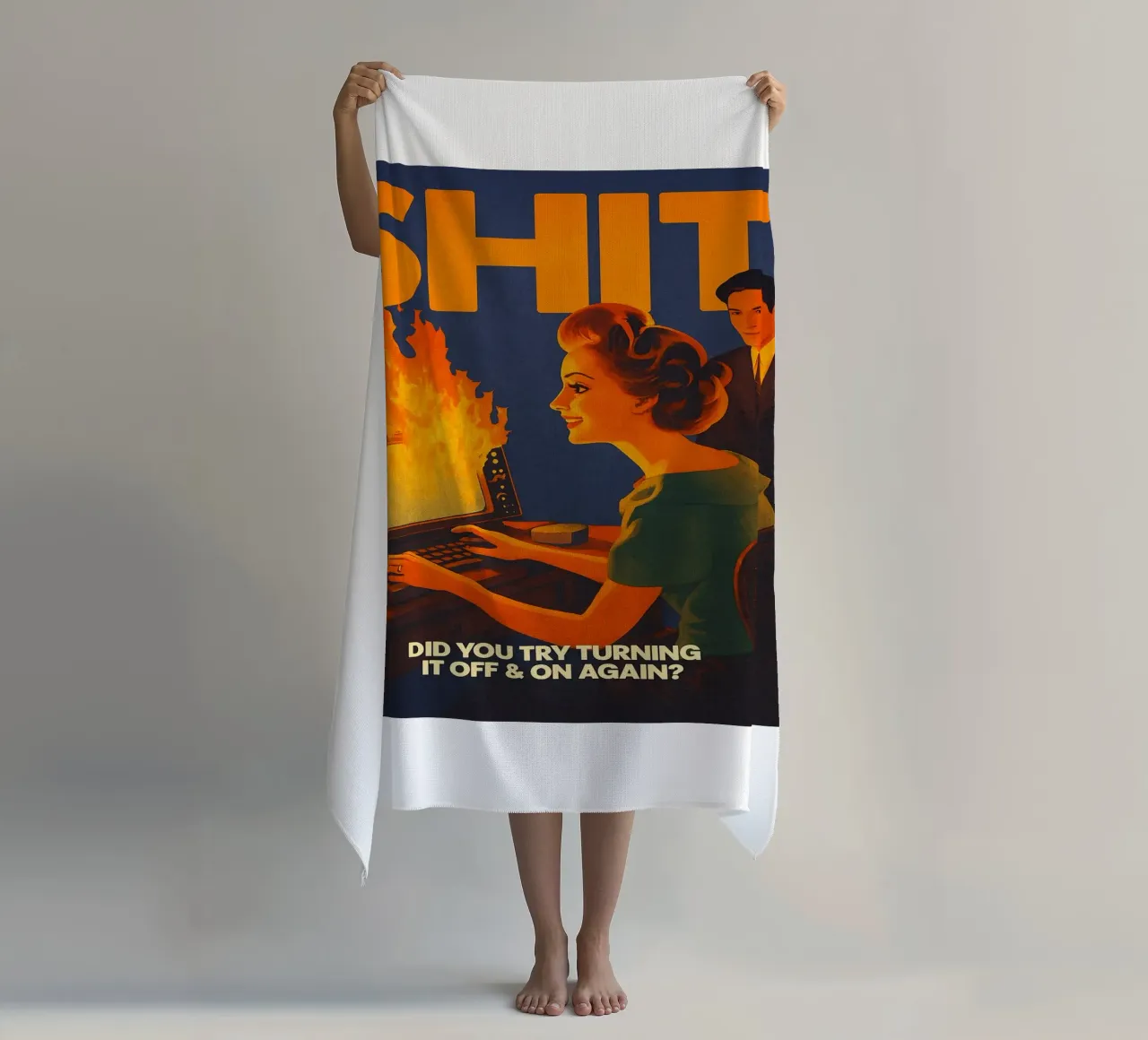 Divertente Retro Computer IT Tech Support telo mare da oneroad