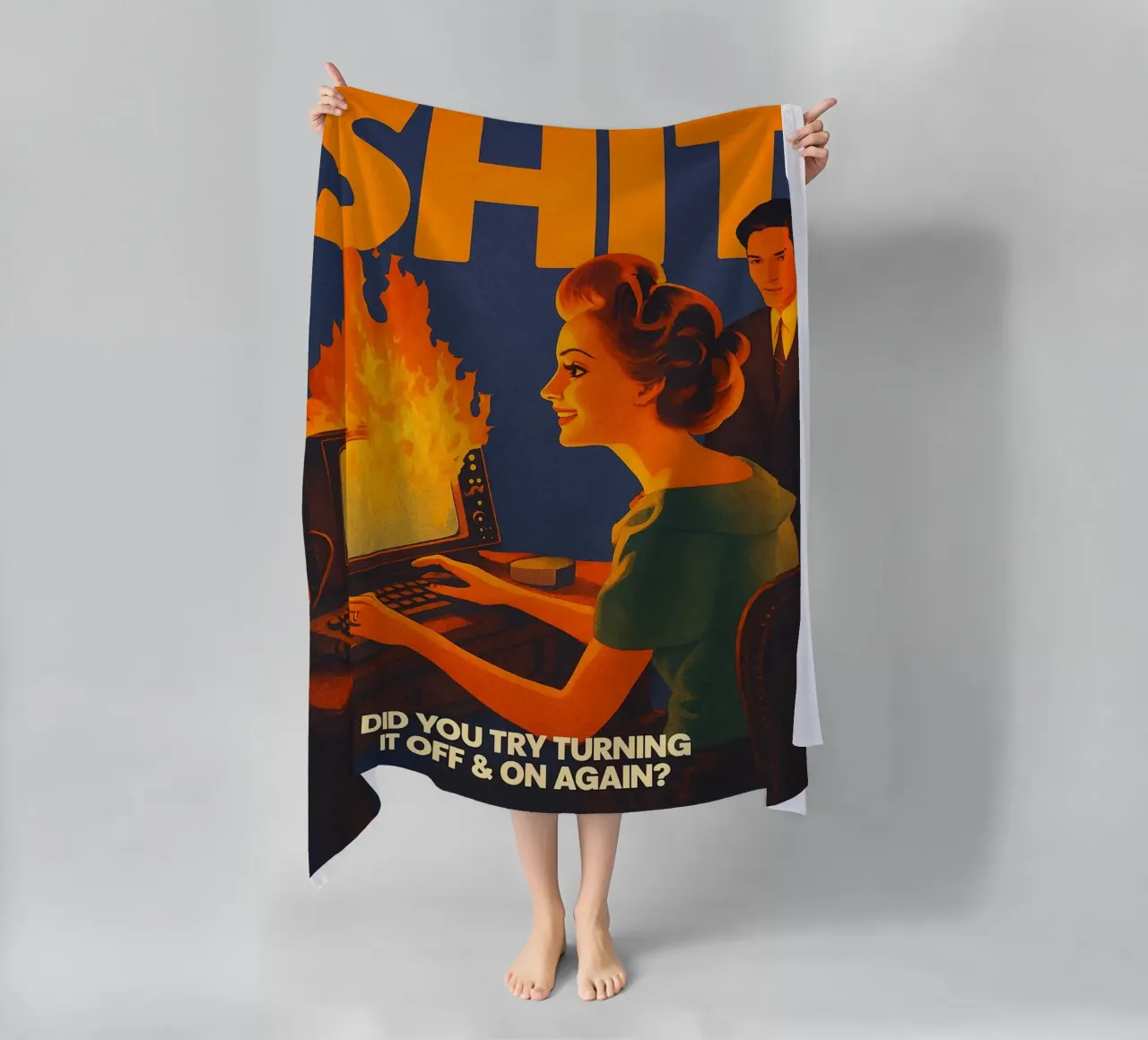 Divertente Retro Computer IT Tech Support telo mare da oneroad