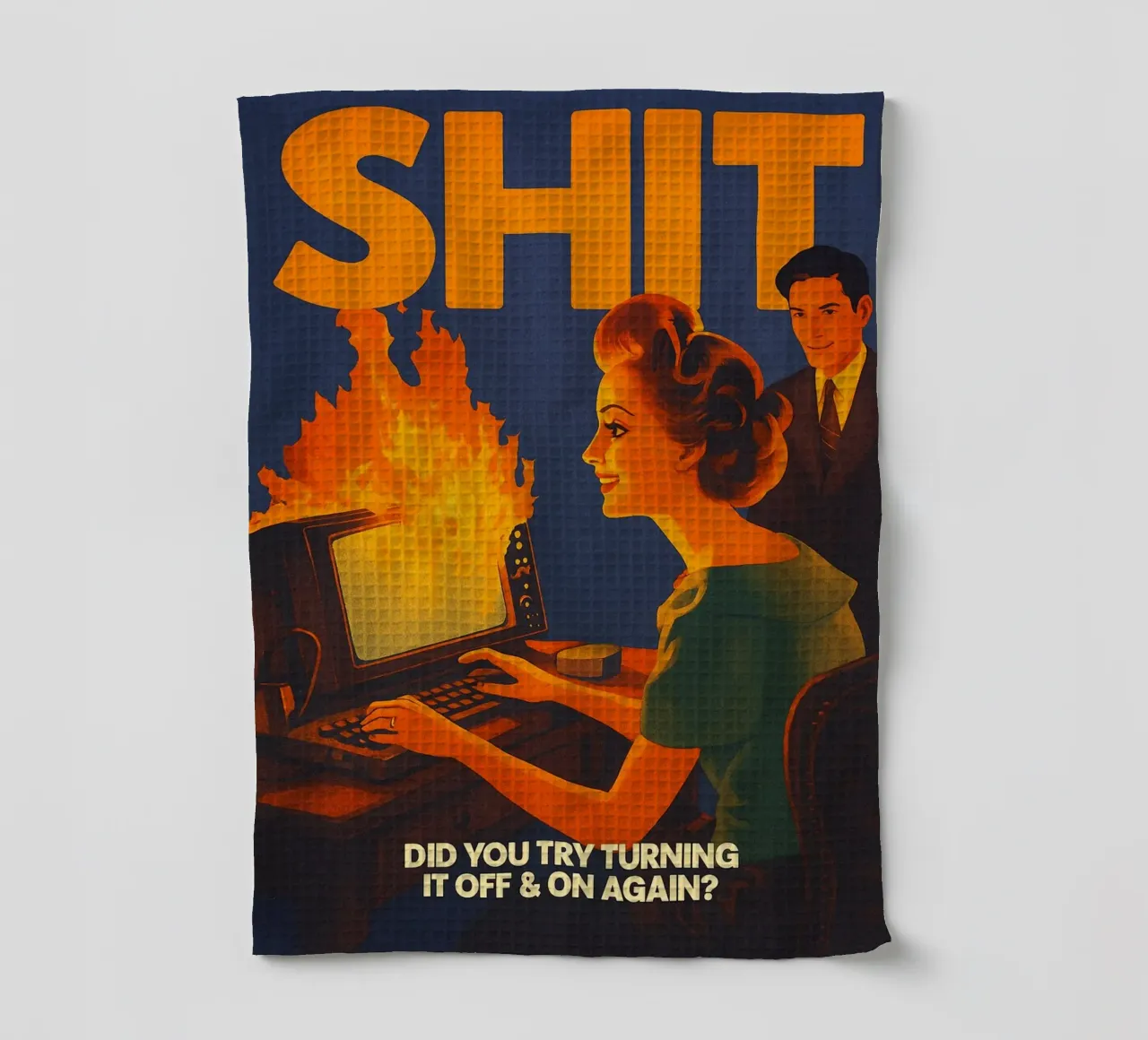 Funny Retro Computer IT Tech Support torchon de oneroad