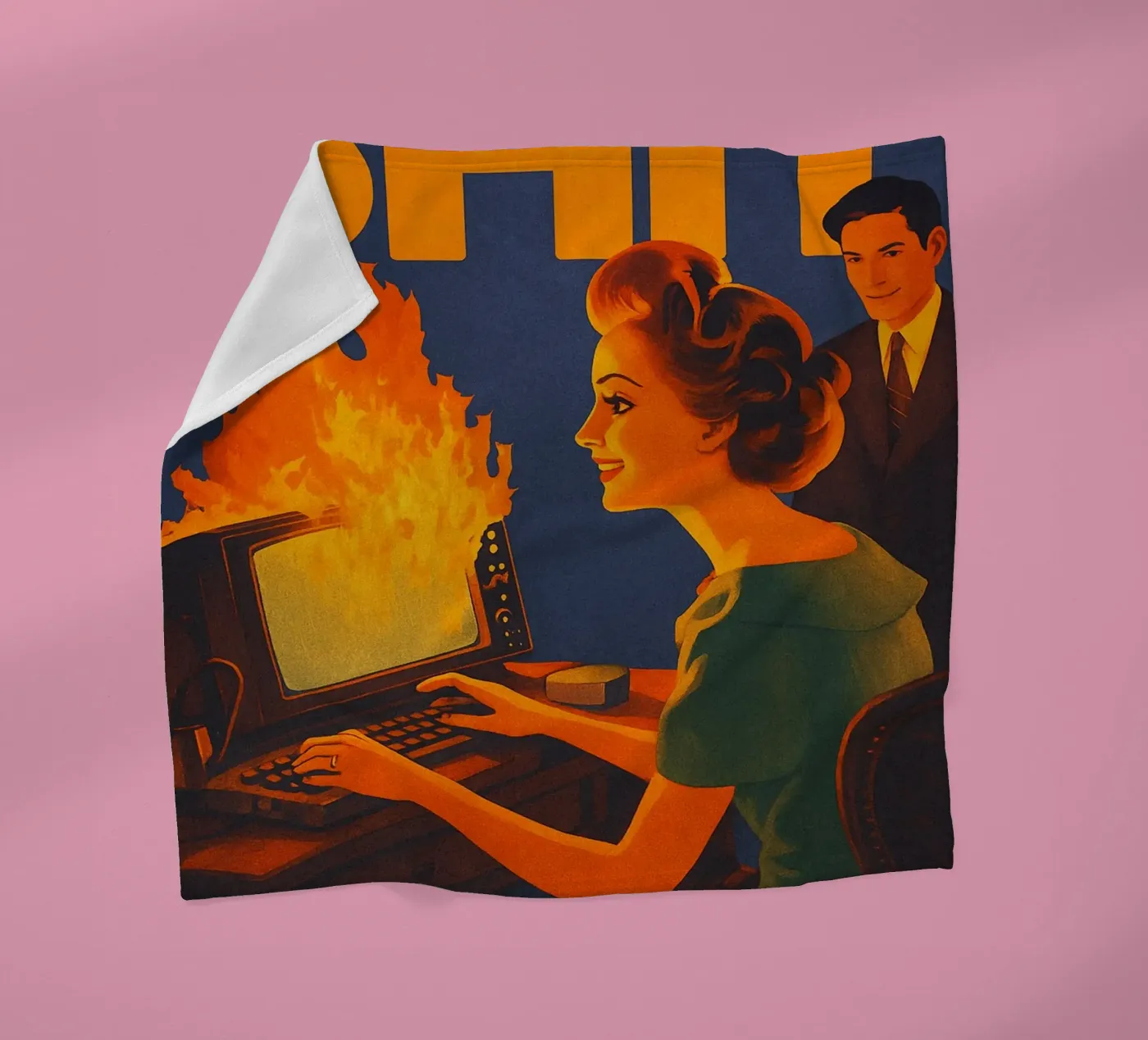 Funny Retro Computer IT Tech Support fleece blanket by oneroad