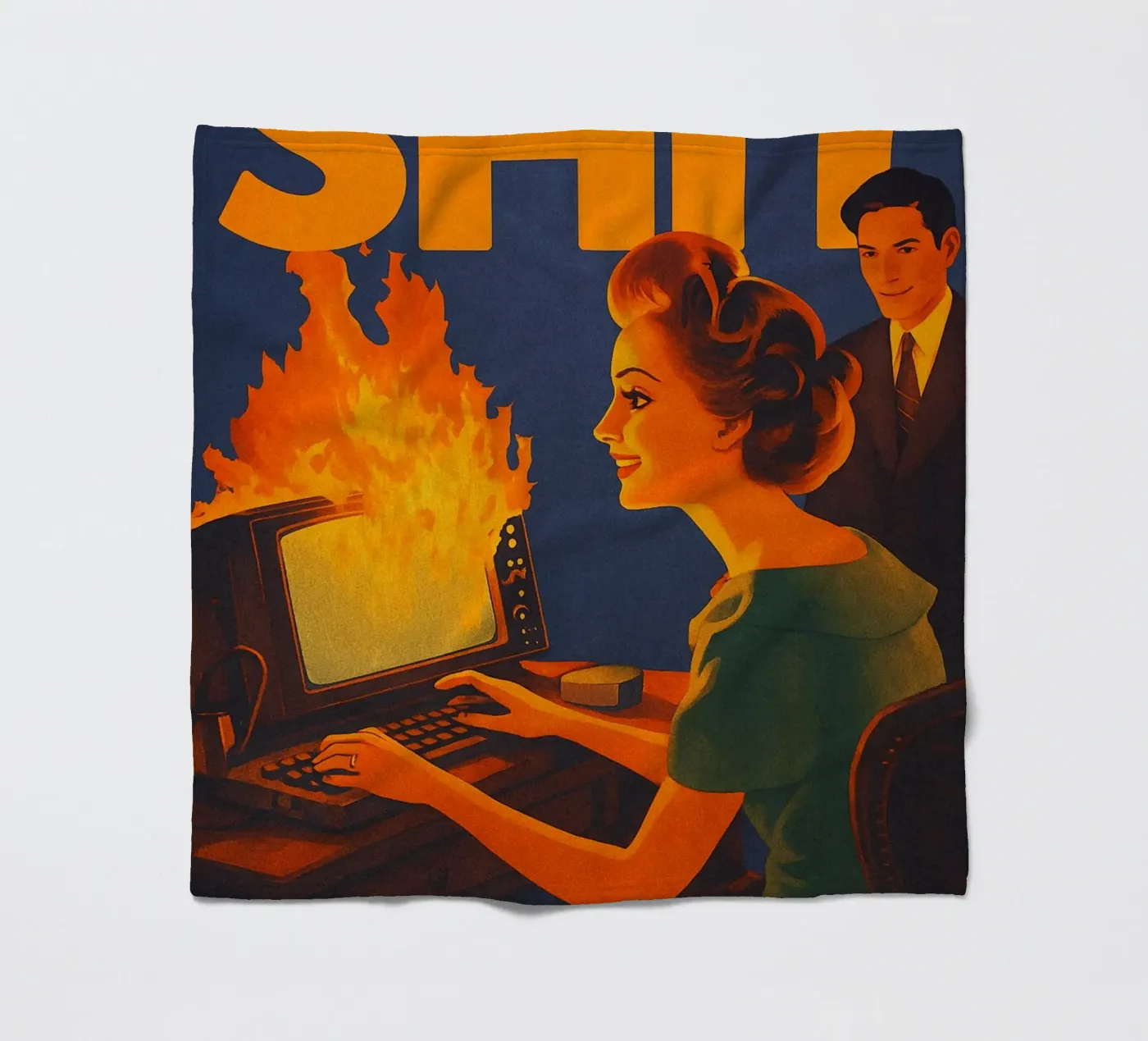 Funny Retro Computer IT Tech Support fleece blanket by oneroad