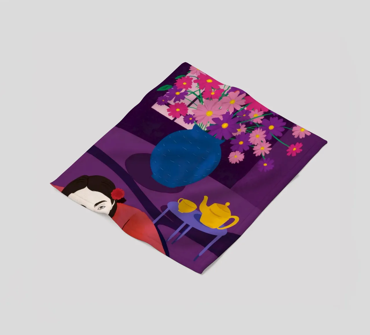 Purple Vase Stillness fleece blanket by Marigold Tiga