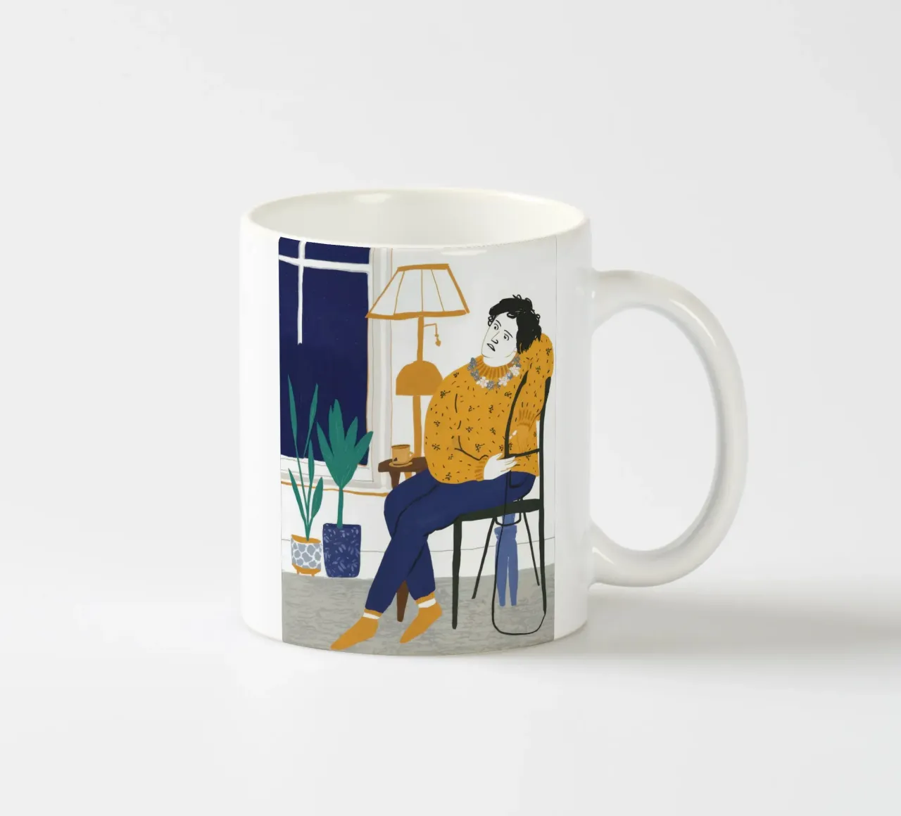 Window Night Contemplation ceramic mug by Sentinel Glow