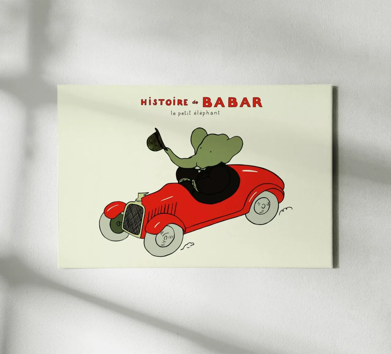 Babar's Car canvas met Baklijst van Little Flourishes