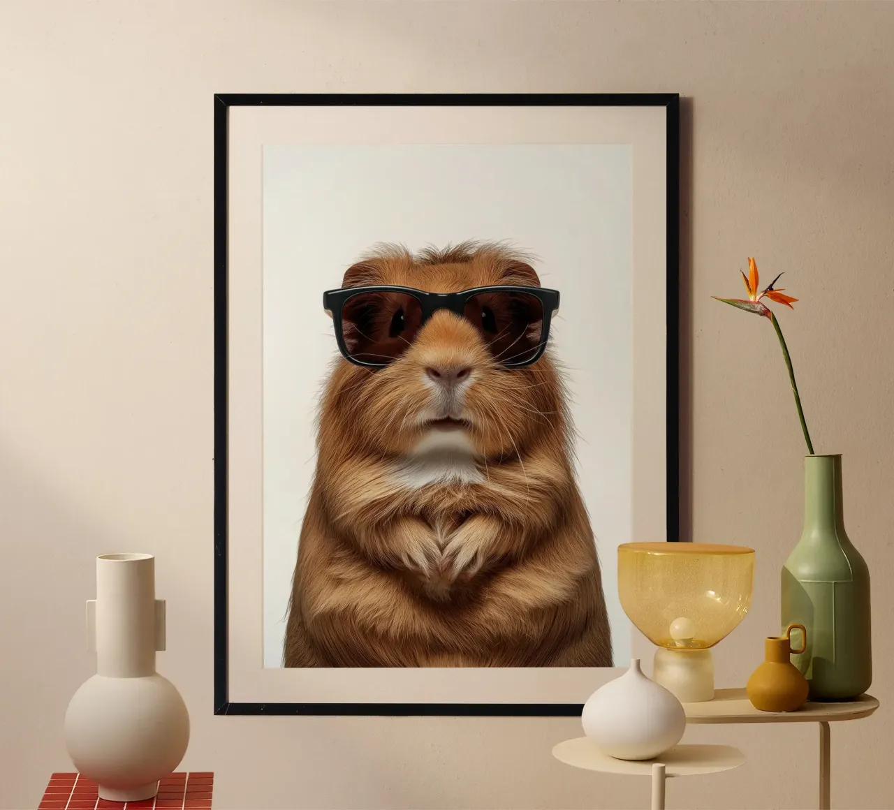 occhiali da sole per porcellini d'India con pelliccia marrone poster da Brandi N Huskey